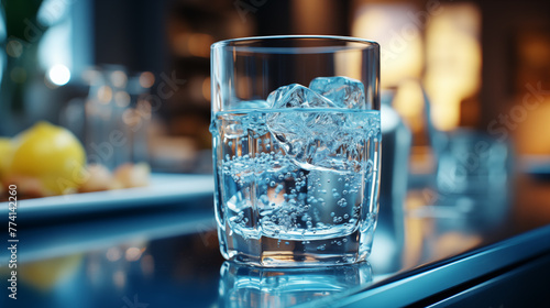 crystal-clear glass captures the effervescence of mineral water with gases, showcasing refreshing bubbles that dance gracefully, inviting sensory experience that tantalizes palate and quenches thirst