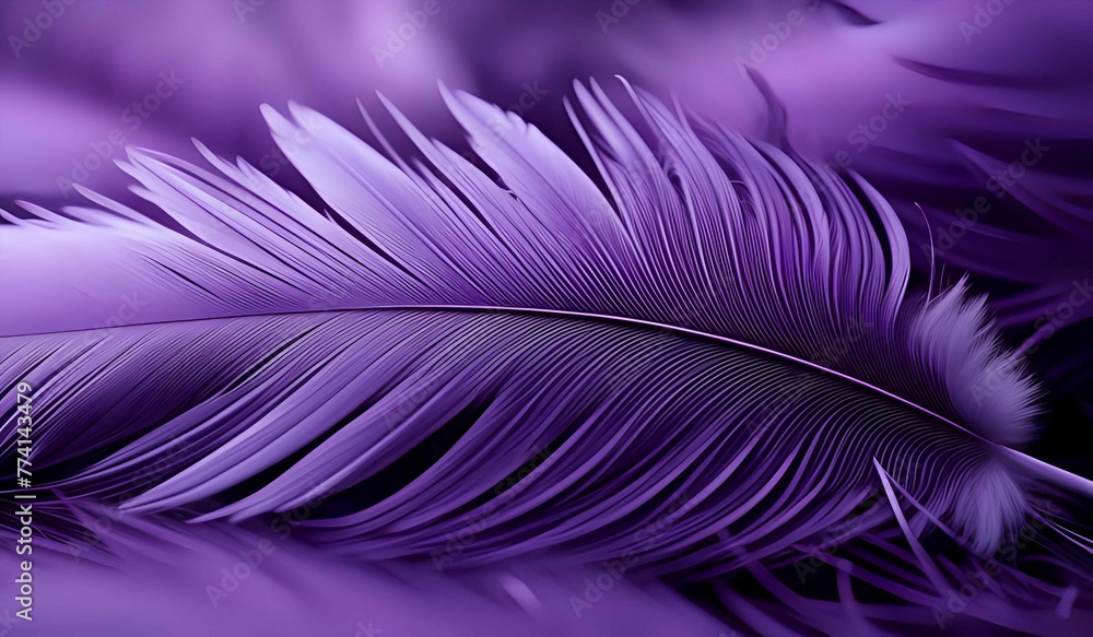 Fototapeta premium Close up of an purple feather background texture illustration. AI Generated