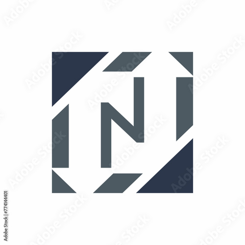letter N up down arrow logo icon
