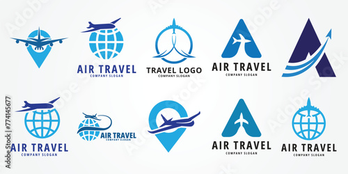 set bundle travel logo design icon vector illustration design