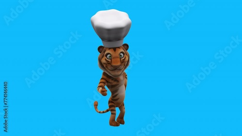 Fun 3D cartoon tiger with thumbs up and down (with alpha channel included) photo