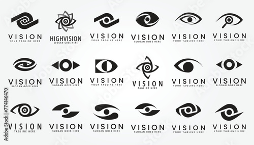 set bundle vision vector logo vintage template illustration design