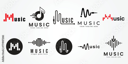 set bundle Music logo design collection with gradient style