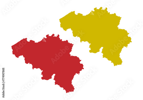 Mapa rojo y amarillo de B  lgica en fondo blanco.