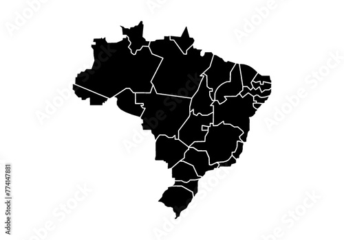 Mapa negro de Brasil en fondo blanco.