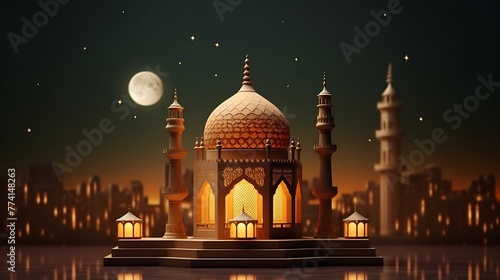 view of the mosque at night. 