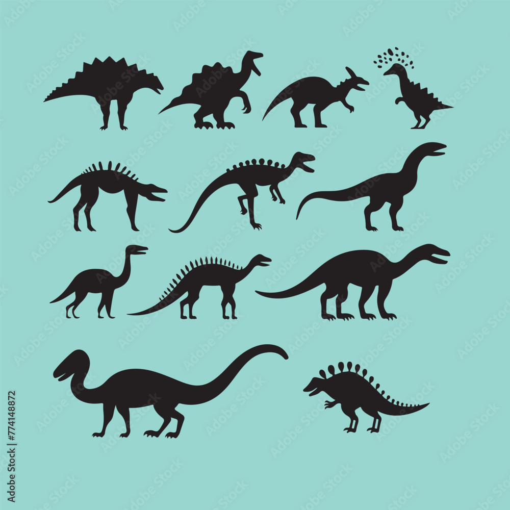 Dinosaur silhouette vector set 