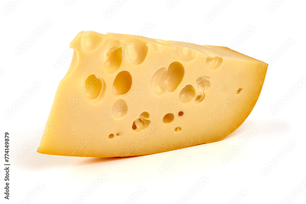 Maasdam cheese, Netherlands cheese, isolated on white background Maasdam cheese, Netherlands cheese, isolated on white background