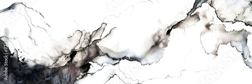 Black and gray marble watercolor paint on transparent background.