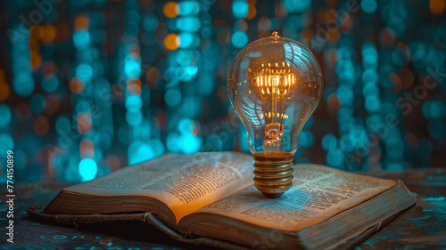 Illuminated Creativity: Light Bulb on Open Book