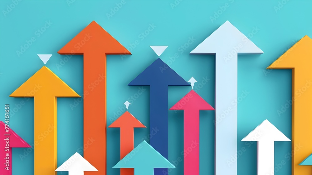 Diverse Growth Strategy Depicted by Colorful Upward Pointing Arrows Showcasing Business Values and Opportunities description:This image depicts a Diverse Growth Strategy Depicted by Colorful Upward Pointing Arrows Showcasing Business Values and Opportunities description:This image depicts a