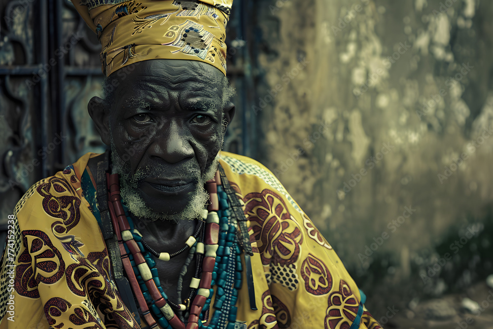 african elderly gentleman with his traditional clothes