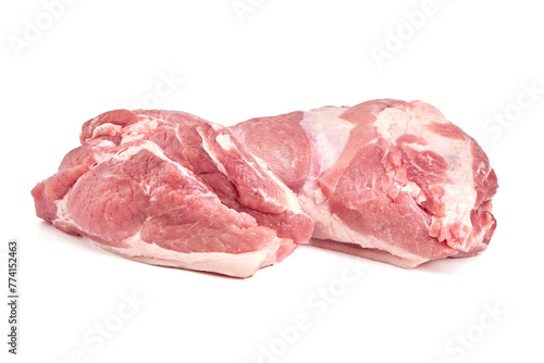 Canvas Print Raw pork ham, isolated on white background