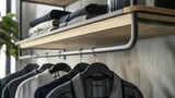 Innovative steel clothes rack featuring unique shelf integrations, a close-up on inspired design blending functionality and style