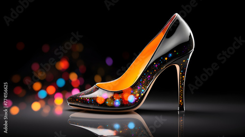 Women Shoes Images .High Heeled Shoes on dark  background