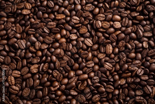 Close Up of Pile of Coffee Beans, Repeating Pattern Wallpaper 