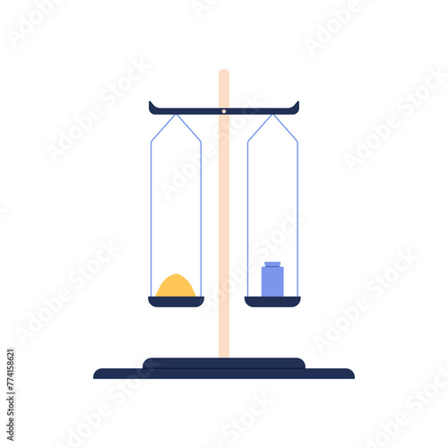 Chemical balance scales with bowls to measure mass of reagent vector illustration