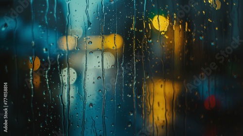 Captivating cinema graph captures raindrops gracefully trickling down a windowpane, offering a serene moment amidst life's hustle and bustle.