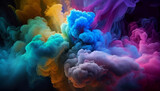 Multicolored picturesque full frame backdrop of abstract fantastic dense smoke of different shades. backdrop of abstract fantastic dense smoke, Ai generated