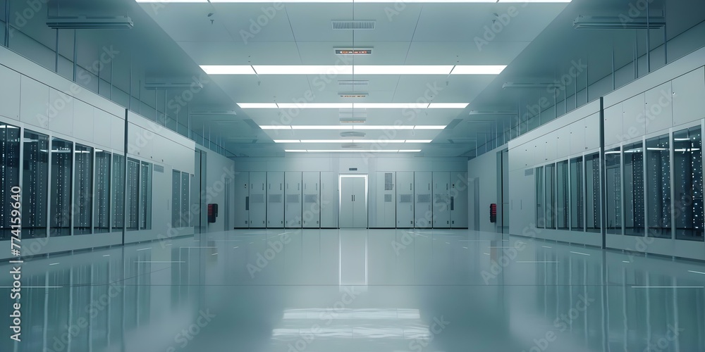 Obraz premium Explore the hightech world of data center networking infrastructure the backbone of the digital era. Concept Data Center Networking, Infrastructure Technology, Digital Era, High-Tech