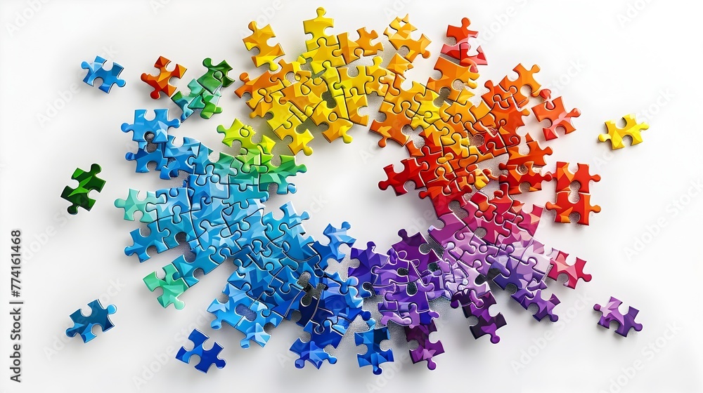 Vibrant Autism Awareness Jigsaw Puzzle Celebrating Neurodiversity through generative ai