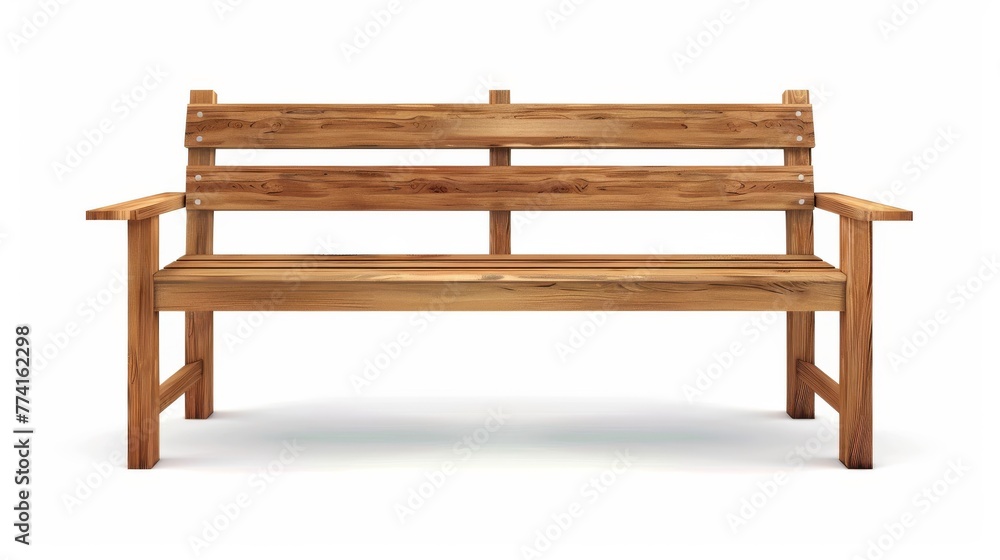 Bench in the park or backyard for decoration. Realistic modern illustration set of the front view. Empty garden or street furniture. Light brown urban exterior furniture. Bench in the park or backyard for decoration. Realistic modern illustration set of the front view. Empty garden or street furniture. Light brown urban exterior furniture.