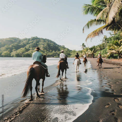 A horse back riding tour along the Costa Rican jungle coastline with an ethnically diverse upscale clientele. photo