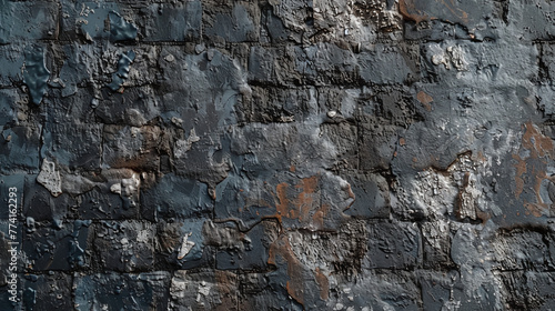 Dark gray brick wall as background with place for text, stone texture