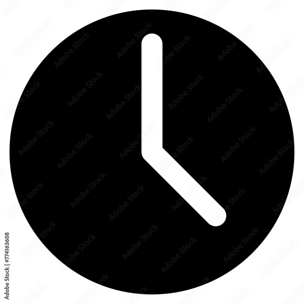 black clock, time fill icon isolated on white and transparent background. vector Illustration.-05 black clock, time fill icon isolated on white and transparent background. vector Illustration.-05