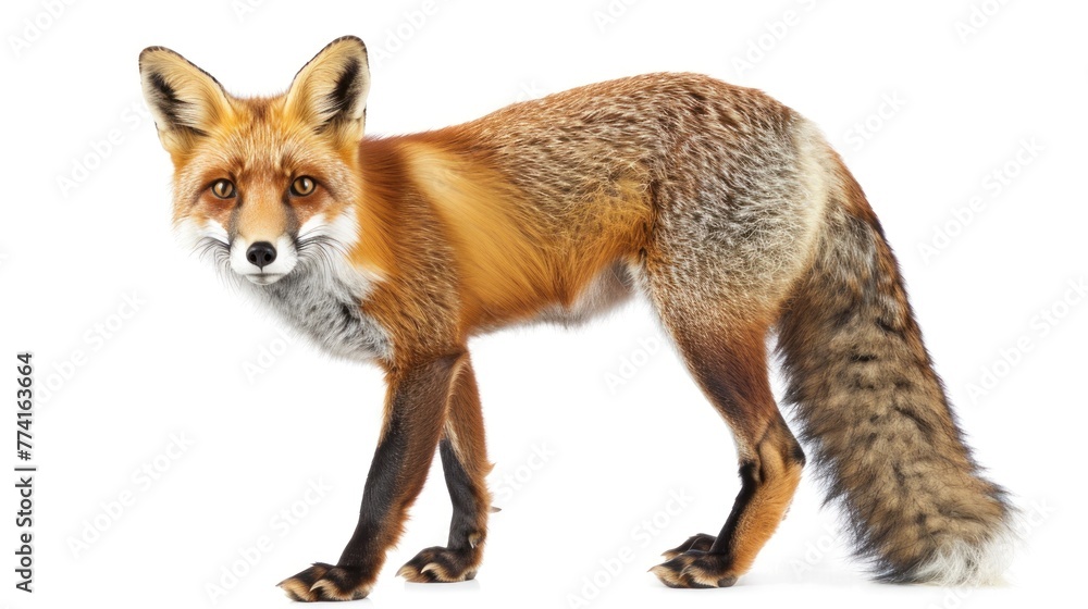 Fototapeta premium Red Fox isolated on white background.AI generated image