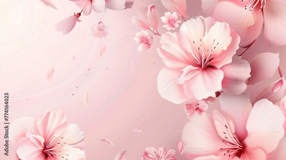 beautiful flowers light pink background.vector illustration.banner with central text area beautiful flowers light pink background.vector illustration.banner with central text area