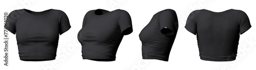 crop top black slim fit woman t shirt mockup