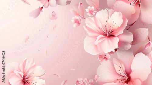 beautiful flowers light pink background.vector illustration.banner with central text area