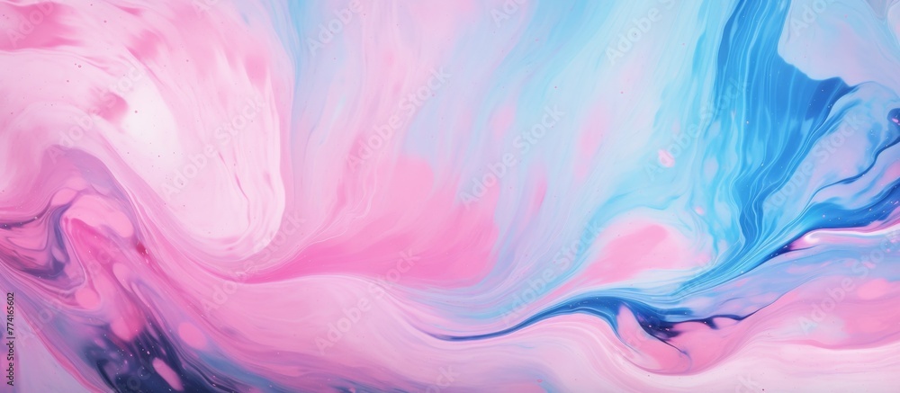 Fototapeta premium Close-up view of a painting featuring a swirling pattern in shades of pink and blue