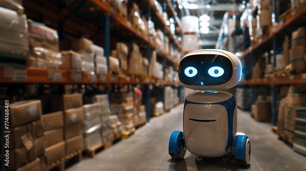 AI Generated robot is in charge of a warehouse, automatic working design concept. AI Generated robot is in charge of a warehouse, automatic working design concept.