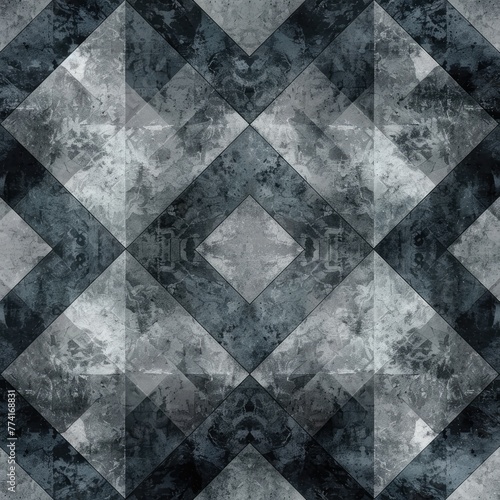 Fashionable grunge texture in gray hues with geometric pattern. Generative ai.