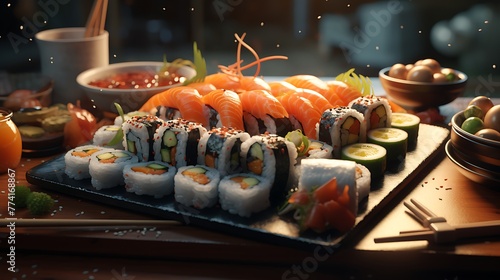 Japanese sushi food shot. 