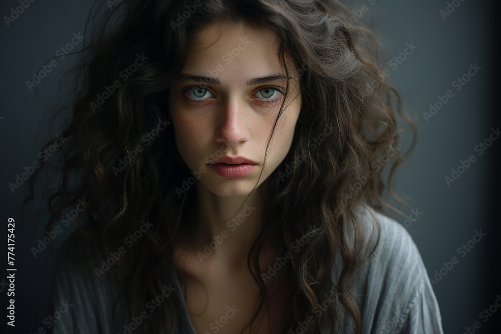 Naklejka premium AI generated picture of woman suffering from depression and mental health crisis