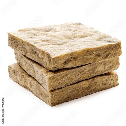 Isolated on white backround, thermal insulation material known as rock wool, Generative AI 