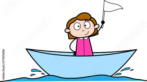 a cute girl in a boat