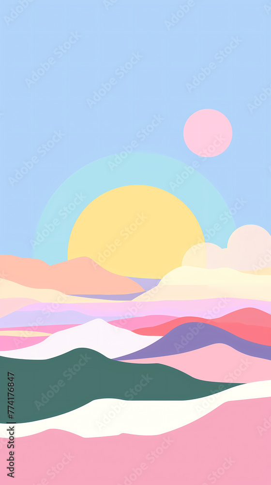 Sunset over the sea. Vector illustration of a sea landscape.