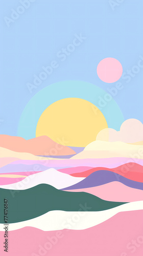 Sunset over the sea. Vector illustration of a sea landscape.