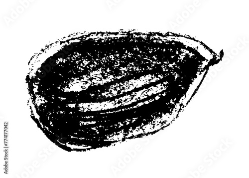 Vector hand-drawn illustration almonds. Black charcoal drawing of almond nut for marzipan paste label design or almond butter packaging. Botanical sketch for ketogenic diet banner.