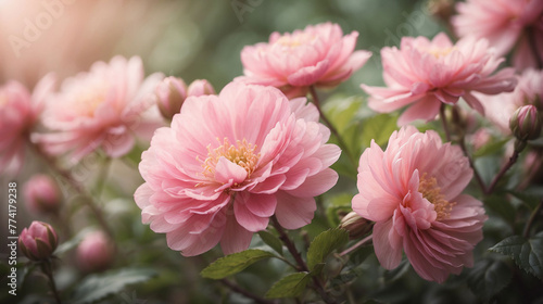 Beautiful pink flowers, spring-summer season, blooming garden, nature, light calm colors.