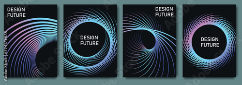 Posters template for presentation flyer, brochure cover design, infographic report. Future technology. Cyberpunk, retrofuturism, vaporwave concept. Sci-fi user interface with graphic geometric shapes photo