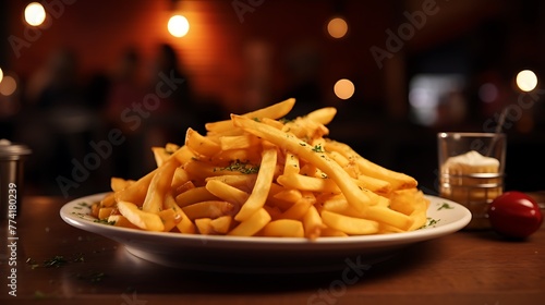 French fries in a plate. 