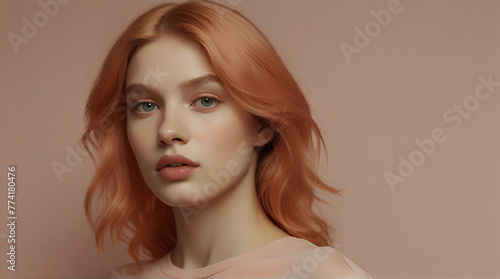 The texture of fur peachy pastel matte   soft light  peach fuzz the color of the year 2024.generative.ai