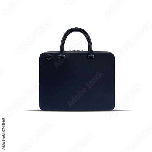 Beautiful luxury leather classic bag, briefcase, diplomat, for office, for laptop, clipping, acessories, mobile, white background