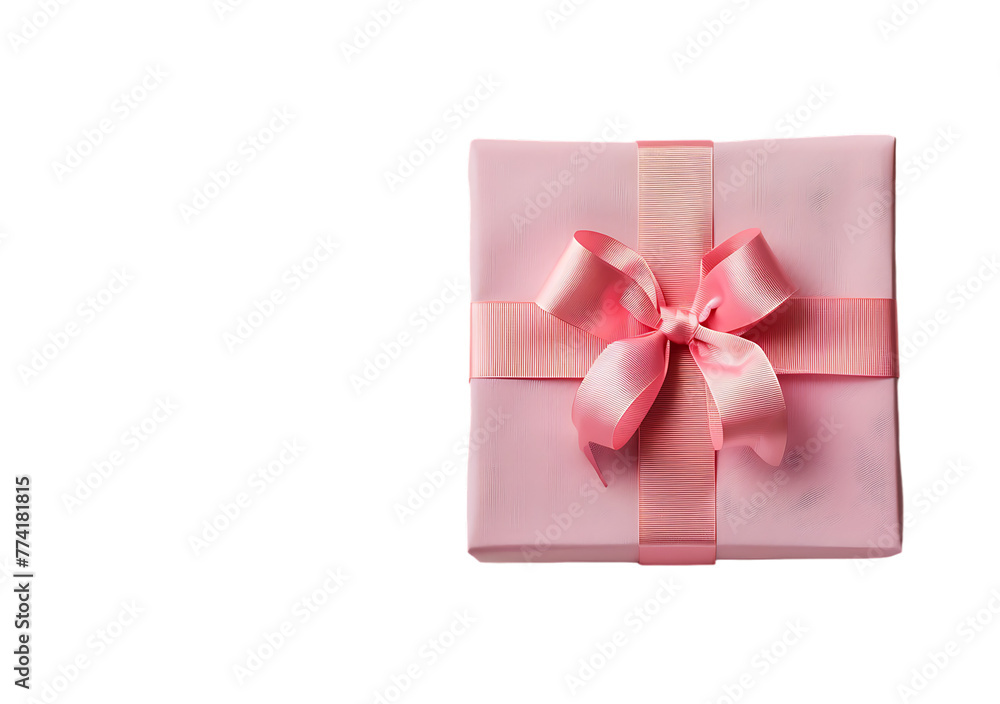 Pink gift box with ribbon on white background. Valentine's Day or Mother day concept Pink gift box with ribbon on white background. Valentine's Day or Mother day concept