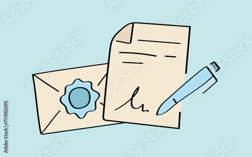 mail. the icon. doodle icon. Doodle. drawing. letter. send a message. receive a letter. an email. vector. He is respectable. the point of issue of the letter. mail delivery. a sealed envelope.